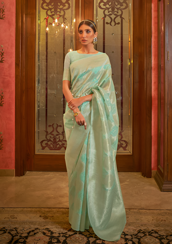 Fern Green Silk Blended Saree