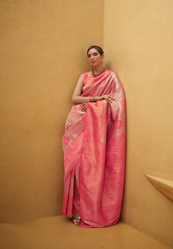 Soft Pink Two Tone Woven Silk Saree