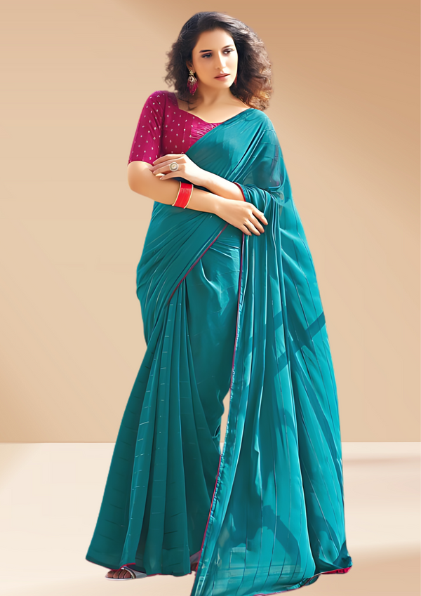 Striped Sequined Saree