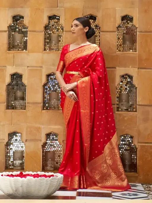 Bridal Red And Gold Woven Kanjeevaram Saree