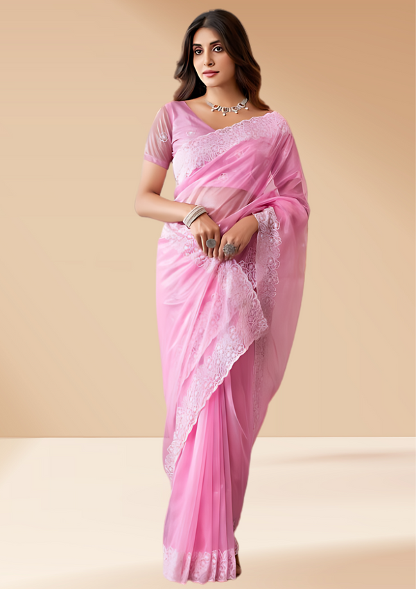 Embroidered Organza Saree