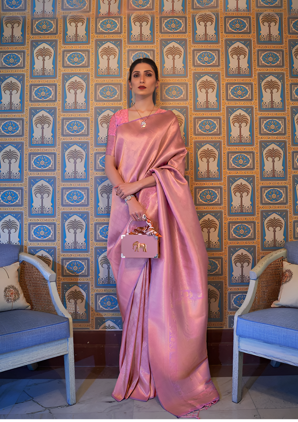 Baby Pink Kanjivaram Silk Saree