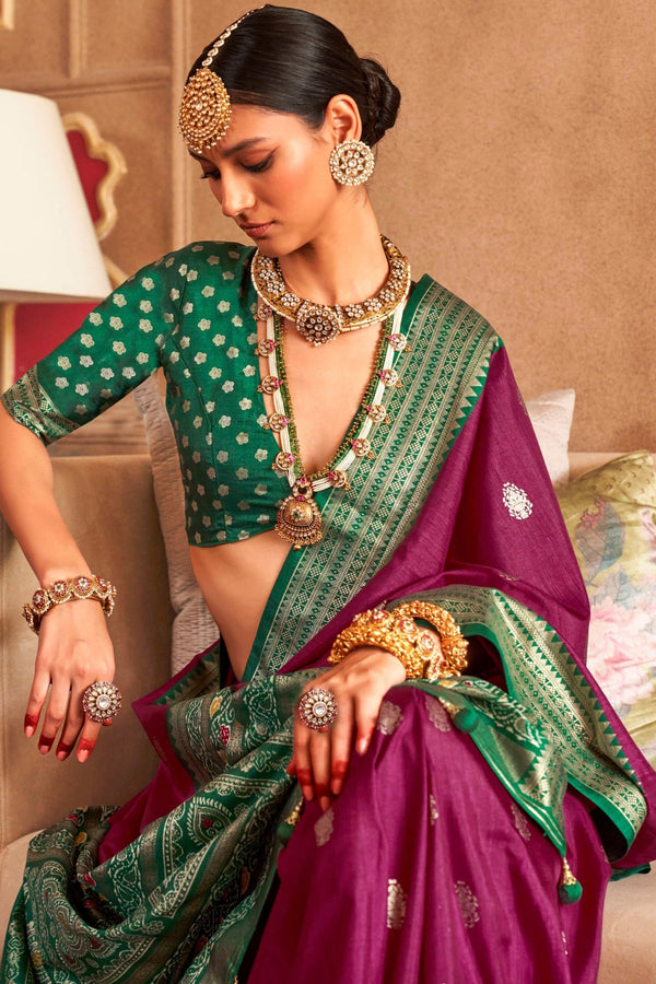 Wine Silk Patola Saree