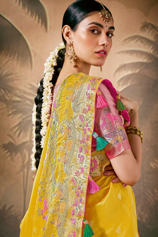 Yellow Woven Muga Silk Saree