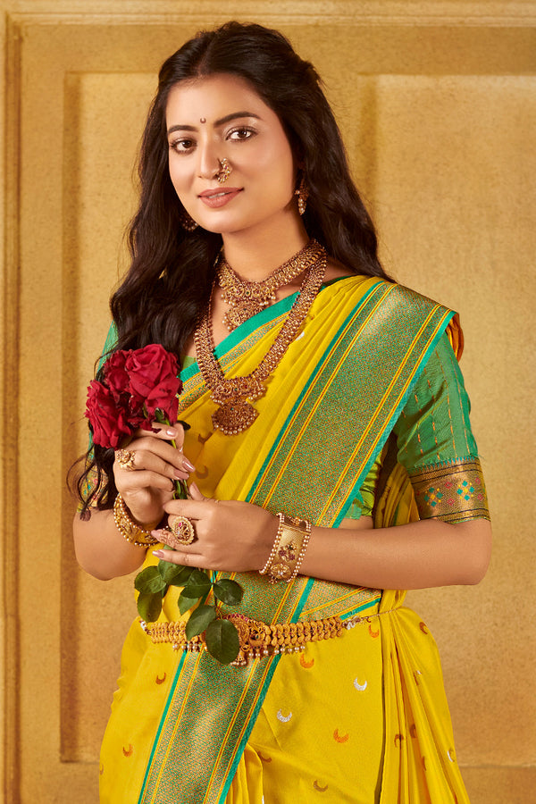 Yellow Silk Paithani Saree