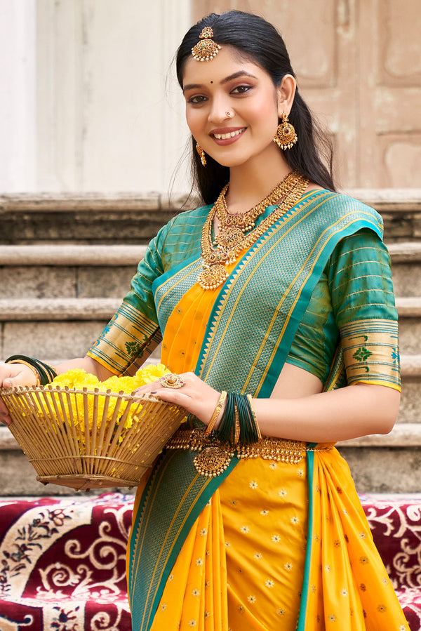 Yellow Silk Paithani Saree