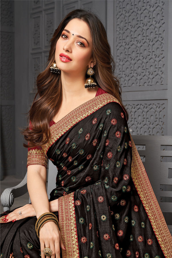 Black Embroidered Saree