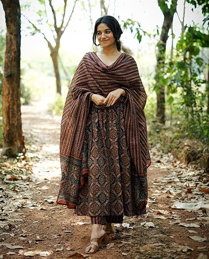 Women Printed Flared A-Line Kurta with Pant and Dupatta Suit Set | Kurta Set