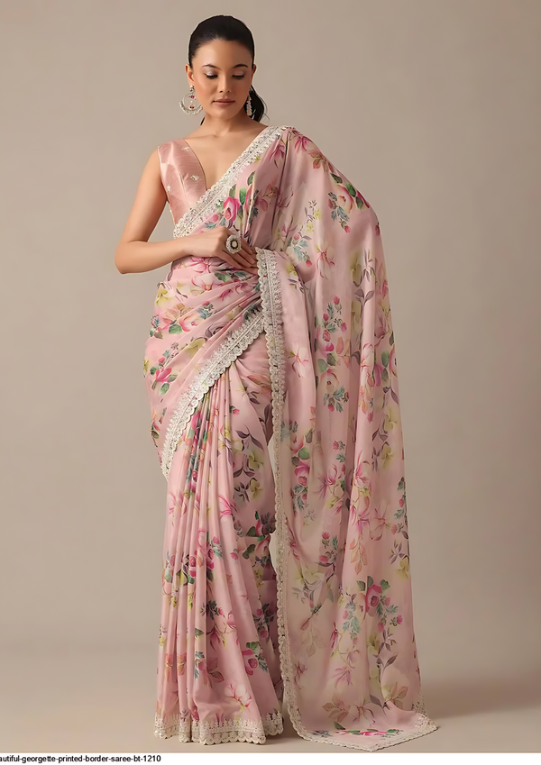 BEAUTIFUL GEORGETTE PRINTED BORDER SAREE