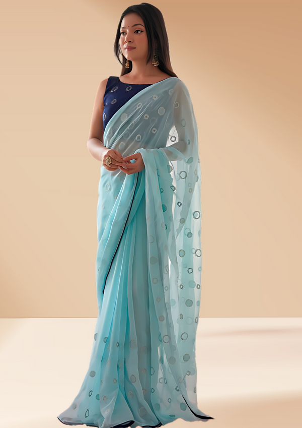 Embellished Sequinned Pure Georgette Saree