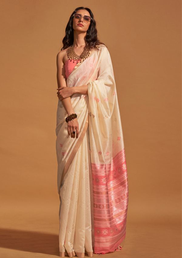 Ethnic Motifs Woven Design Zari Saree