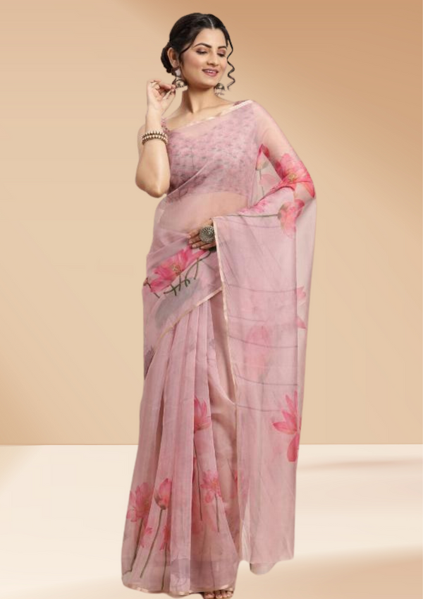 Geometric Printed Gotta Patti Pure Georgette Sarees